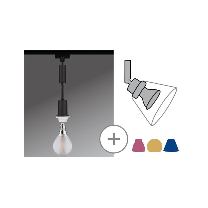 Pendul URail DecoSystems max 1x20W E14 230V negru mat, cablu textil [1]