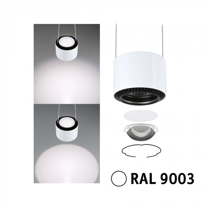 Pendul URail LED Aldan, 930lm / 530lm, 8,5W, 4000K, 230V, alb Signal, flux luminos variabil [2]