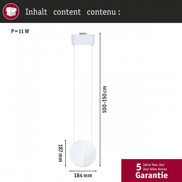 Pendul URail LED Alejandro, 800lm, 10W, 3000K, 230V, alb Signal, flux luminos variabil [7]
