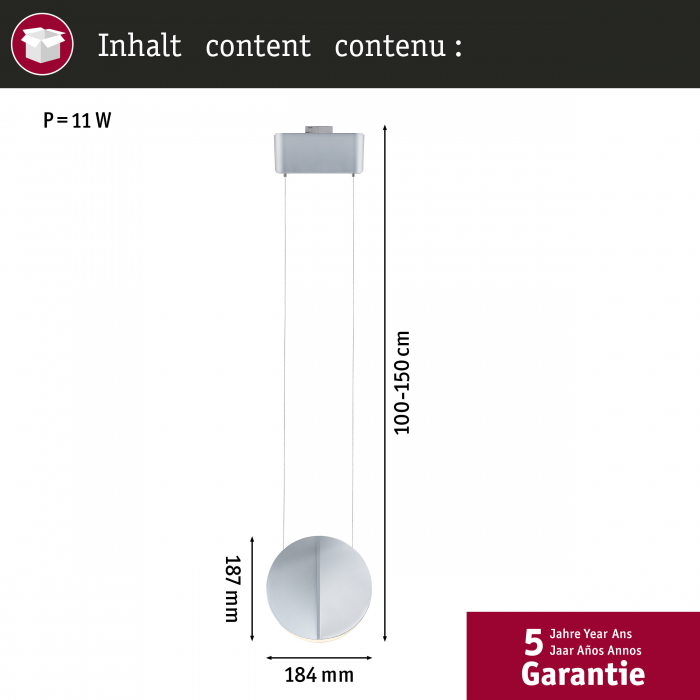 Pendul URail LED Alejandro, 800lm, 10W, 3000K, 230V, crom mat, flux luminos variabil [6]
