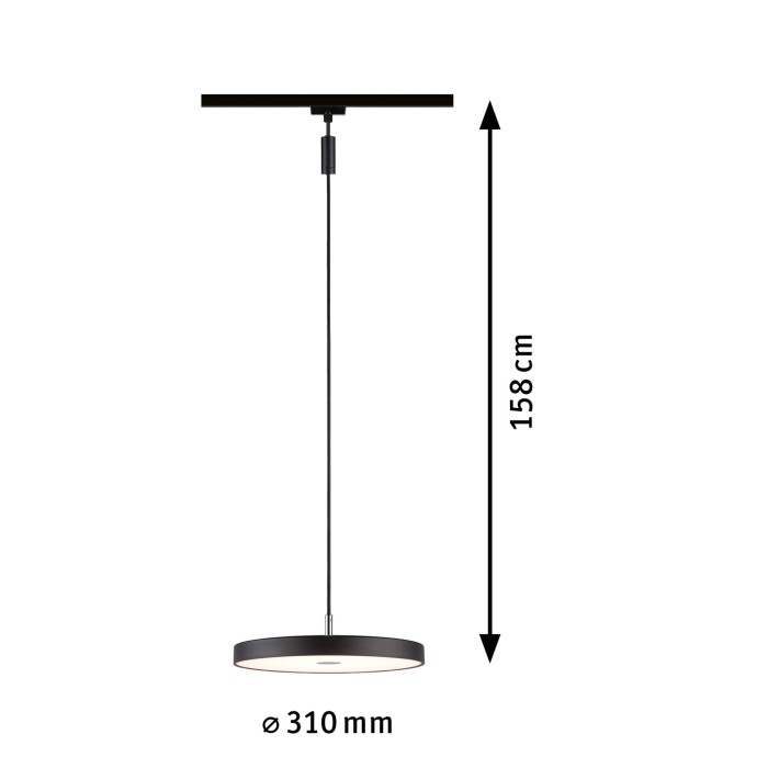 Pendul URail LED Hildor, 850lm, 15W, 3000K, 230V, negru mat, cu flux luminos variabil [6]