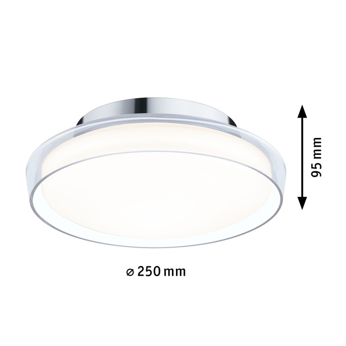 Plafonieră de baie Luena LED, IP44, 3000K, 600lm, 230V, 11,5W, sticlă-crom [4]
