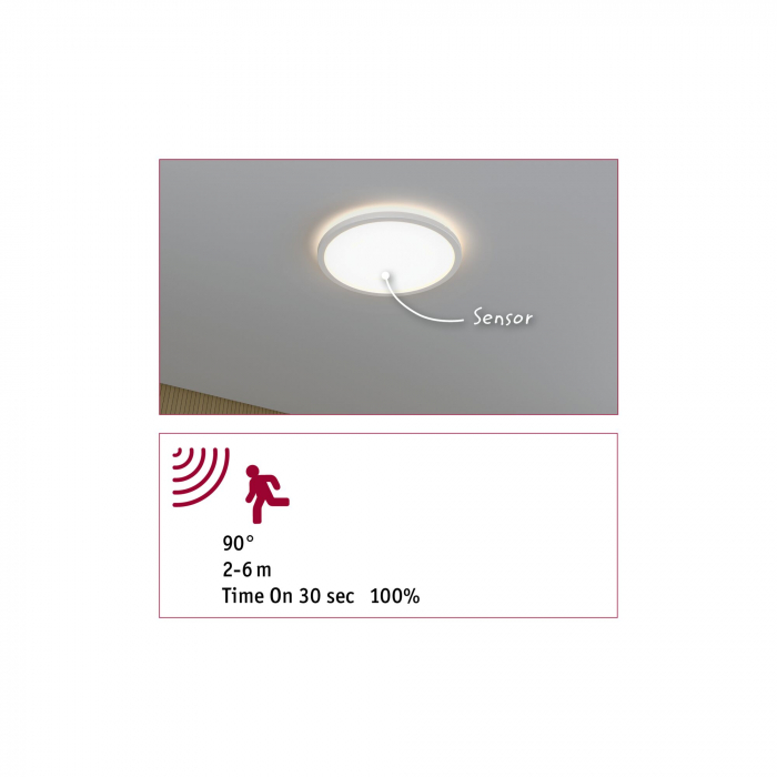 Plafonieră LED Atria Shine Backlight, IP44, rotundă, 293mm,  16W, 1600lm, 4000K, alb, cu senzor de mișcare [5]