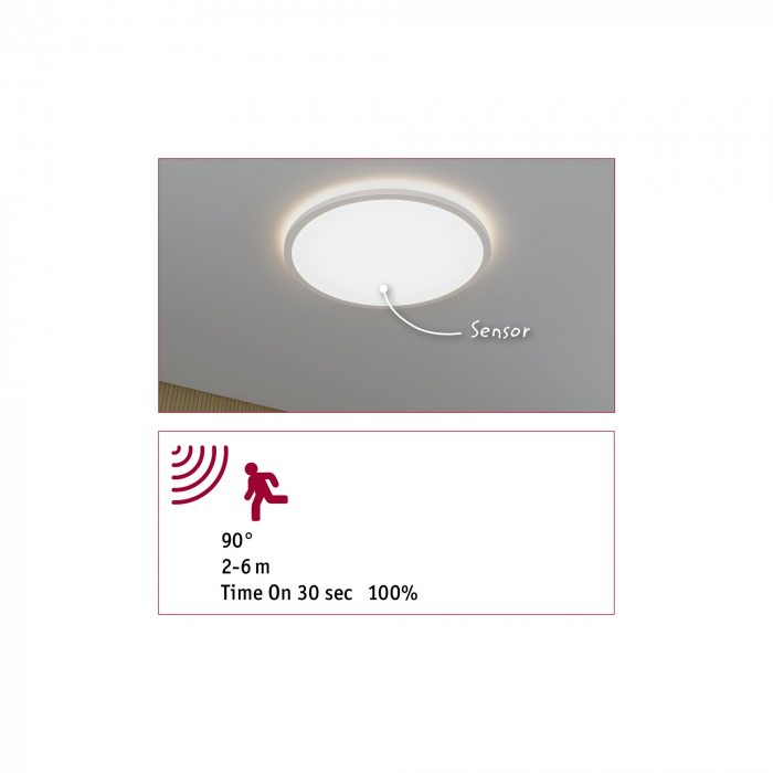 Plafonieră LED Atria Shine Backlight, IP44, rotundă, 420mm,  22W, 2300lm, 4000K, alb, cu senzor de mișcare [5]
