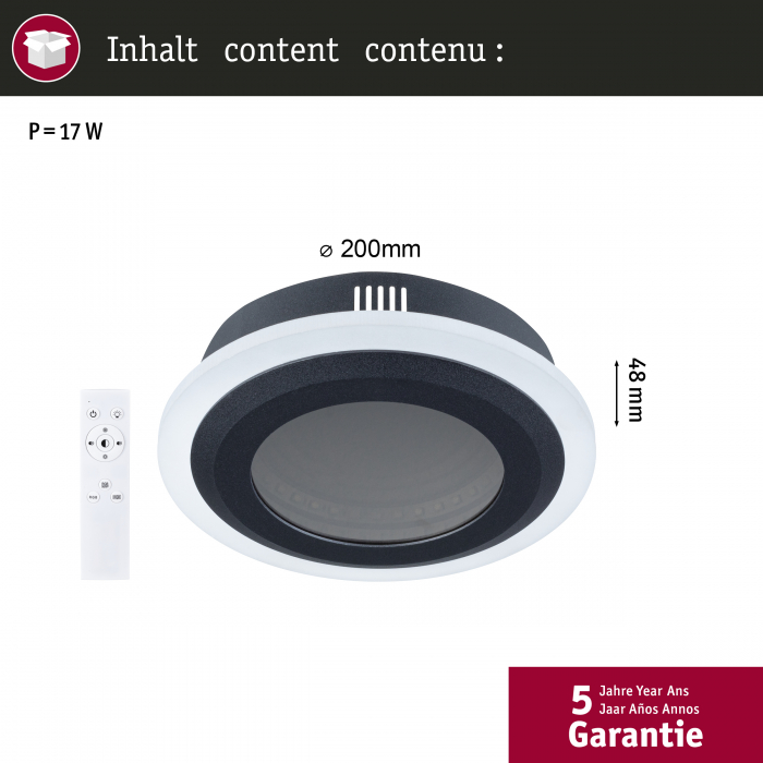 Plafonieră LED Spaceglow, RGB, 230V, 14W, negru mat [5]