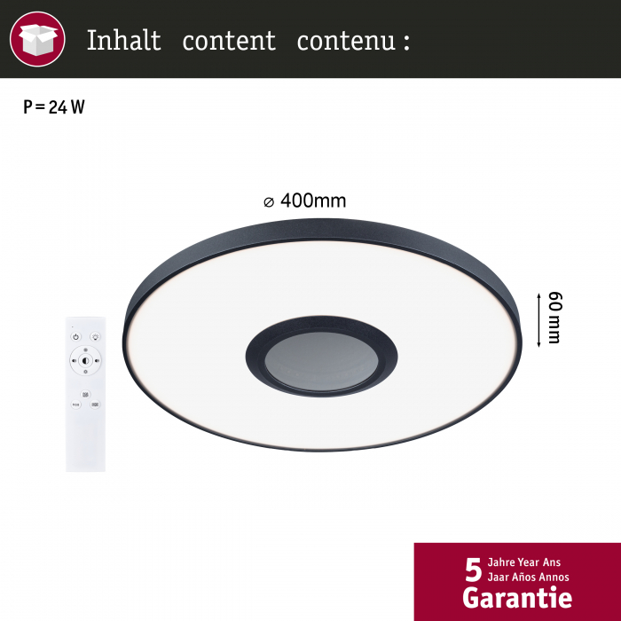Plafonieră LED Spaceglow, RGB, 230V, 21W, negru mat [6]