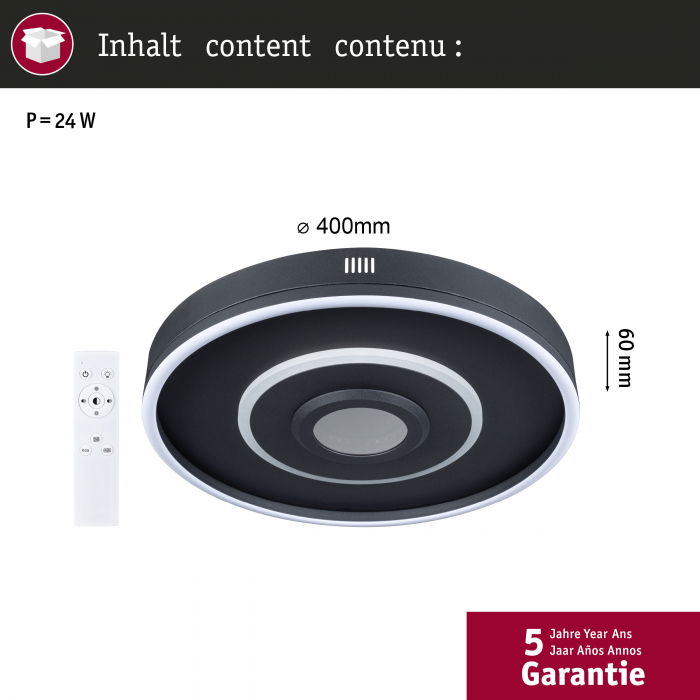 Plafonieră LED Spaceglow, RGB, 230V, 22W, negru mat [7]