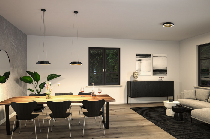 Plafonieră LED Volea, IP44, 3000K, 470lm/1650lm, 230V, 3,5/1x13W, flux luminos variabil, negru-auriu [4]