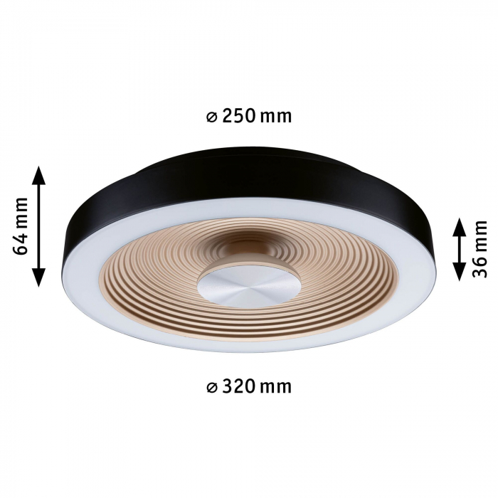 Plafonieră LED Volea, IP44, 3000K, 470lm/1650lm, 230V, 3,5/1x13W, flux luminos variabil, negru-auriu [5]