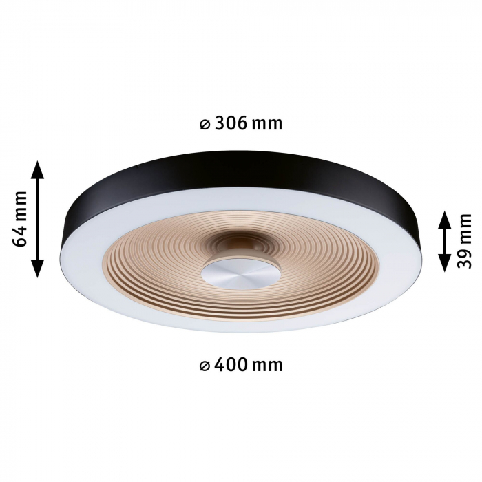Plafonieră LED Volea, IP44, 3000K, 500lm/2400lm, 230V, 4/1x18,5W, flux luminos variabil, negru-auriu [5]