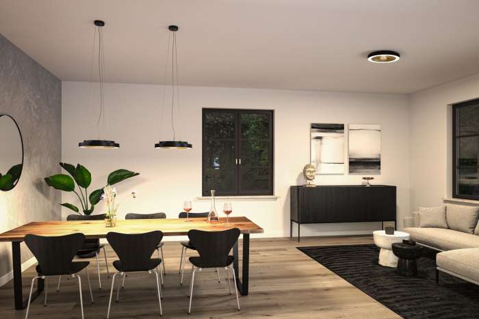 Plafonieră LED Volea, IP44, 3000K, 500lm/2400lm, 230V, 4/1x18,5W, flux luminos variabil, negru-auriu [7]