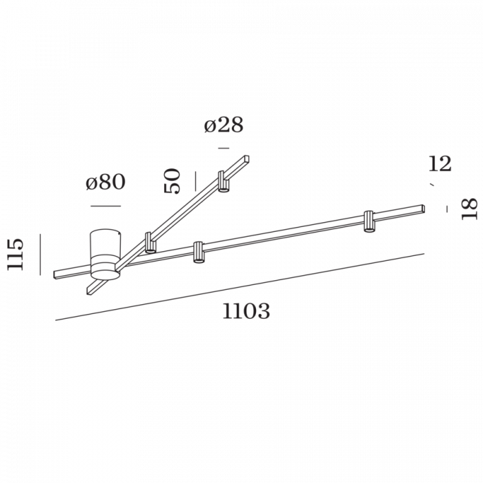 Plafonieră TRACE SPIN 1.0, LED, 2700K, negru-șampanie [3]