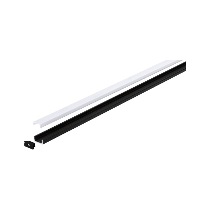 Profil Base pentru bandă LED, 2m, negru, cu difuzor alb [8]