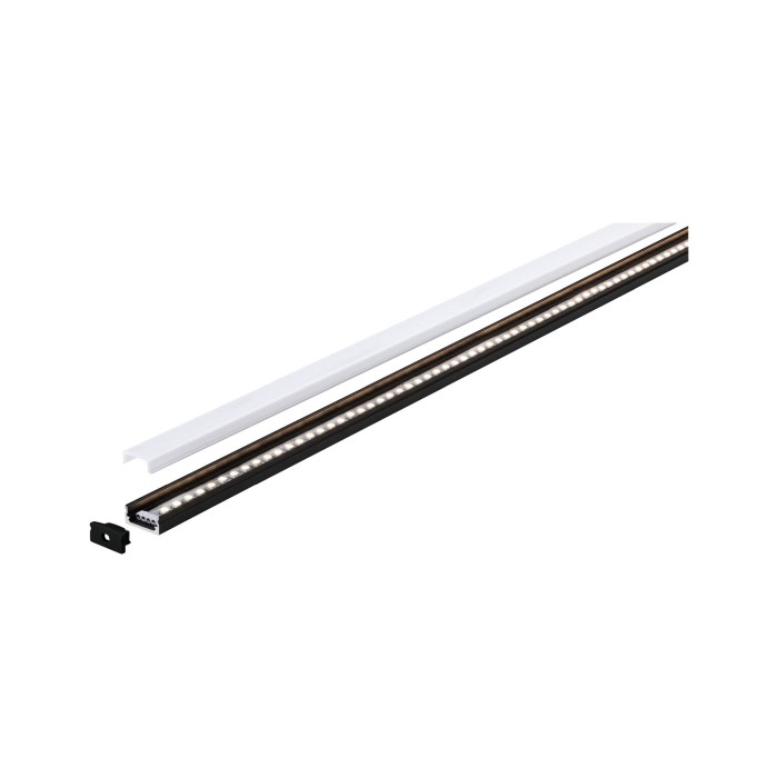 Profil Base pentru bandă LED, 2m, negru, cu difuzor alb [10]