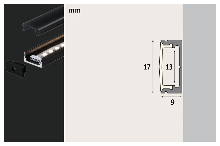 Profil Base pentru bandă LED, difuzor negru, 2m, negru [5]