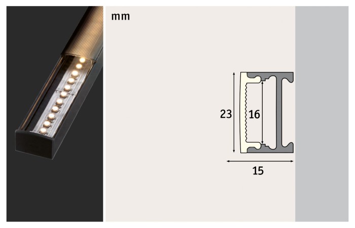 Profil Square pentru bandă LED, 2m, negru [3]
