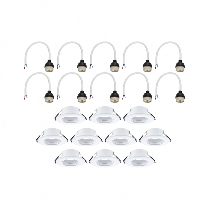 Set 10 spoturi incastrabile, fixe, rotunde, GU10, max. 10x10W, 230V, alb [5]