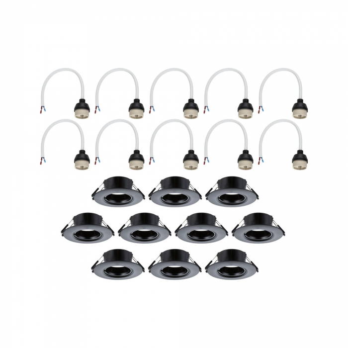 Set 10 spoturi incastrabile, fixe, rotunde, GU10, max. 10x10W, 230V, negru [5]