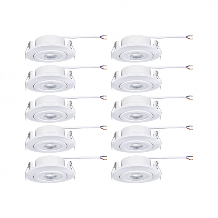 Set 10 spoturi încastrabile LED, orientabile, 70°,  10x4,8W, 10x450lm, 230V, 3000K, alb mat [3]