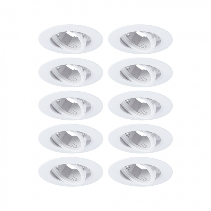 Set 10 spoturi încastrabile, orientabile, rotunde, 90mm, 30°, GU10, max. 10x10W, 230V, albe [1]