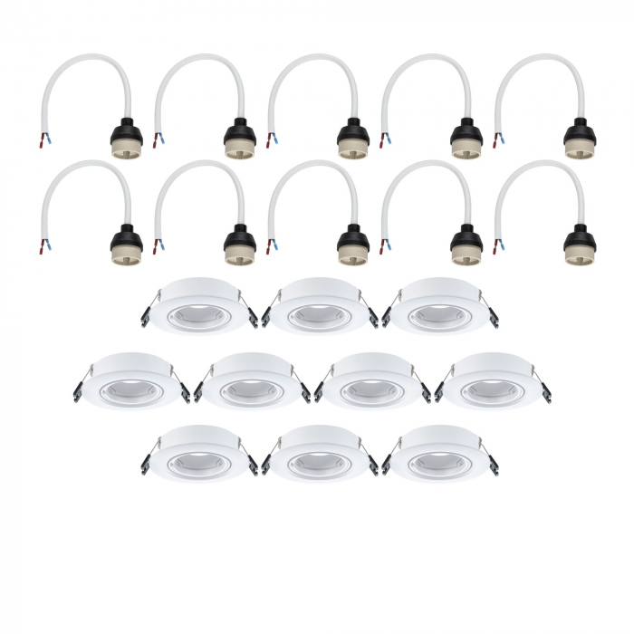 Set 10 spoturi încastrabile, orientabile, rotunde, 90mm, 30°, GU10, max. 10x10W, 230V, albe [5]