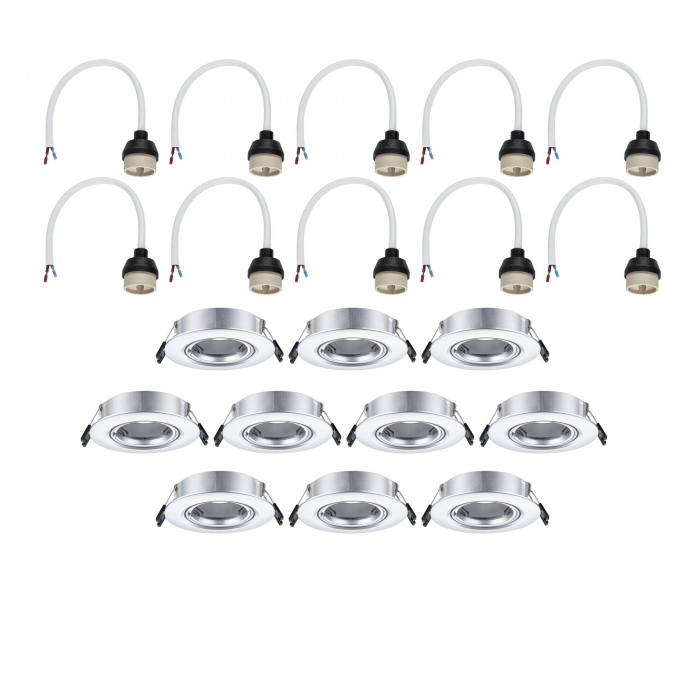 Set 10 spoturi încastrabile, orientabile, rotunde, 90mm, 30°, GU10, max. 10x10W, 230V, crom mat [5]