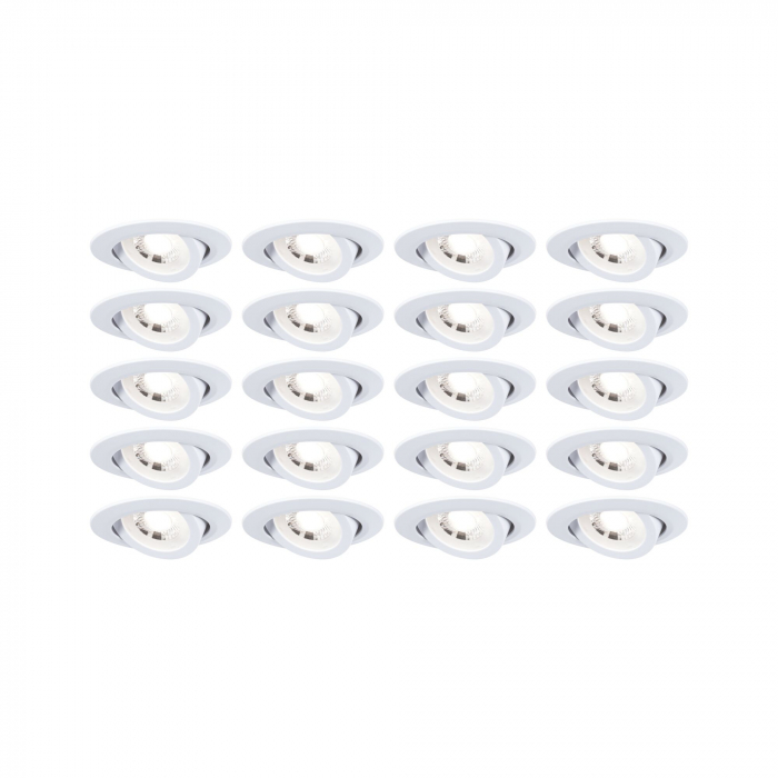 Set 20 spoturi încastrabile LED, orientabile, 70°,  20x4,8W, 20x450lm, 230V, 3000K, alb mat [1]