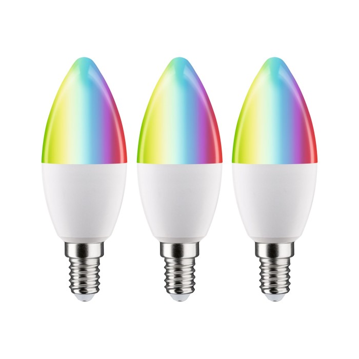 Set 3 becuri LED lumânare, 230V, Standard Smart Home Zigbee 3.0, E14, 3x470lm, 3x5W, RGBW+, flux luminos variabil, mat [2]