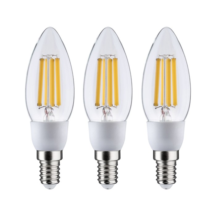 Set 3 becuri LED lumînare, cu filament, Eco-Line, 230V, E14, 3x525lm, 3x2,5W, 3000K, clar [2]