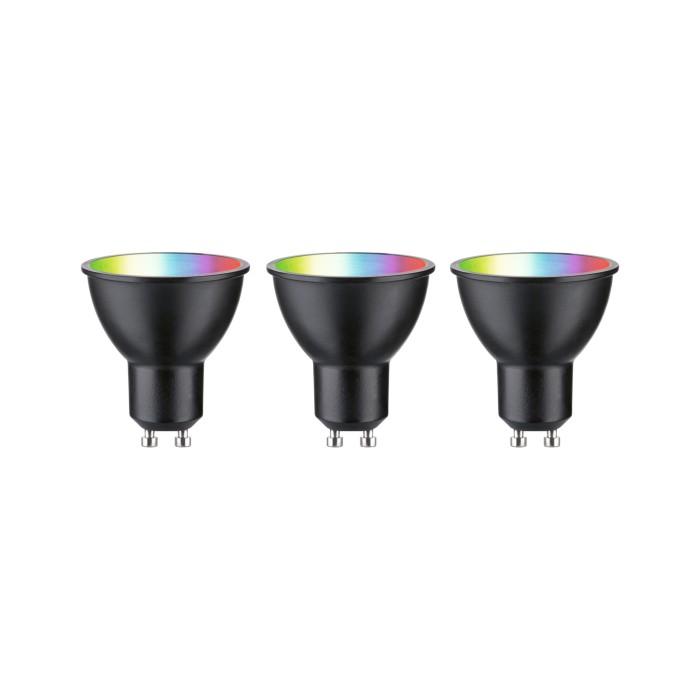 Set 3 becuri LED reflector, 230V, Standard Smart Home Zigbee 3.0, GU10, 3x350lm, 3x4,8W, RGBW+, flux luminos variabil, negru mat [2]