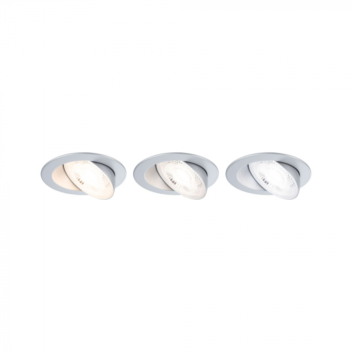 Set 3 spoturi încastrabile Aumus LED, rotunde, 105mm, 90°, 3x5W, 3x700lm, 230V, flux luminos variabil în 3 pași, temperatură de culoare variabilă 2700 - 6500K, crom mat [4]
