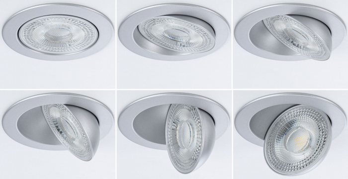 Set 3 spoturi încastrabile Aumus LED, rotunde, 105mm, 90°, 3x5W, 3x700lm, 230V, flux luminos variabil în 3 pași, temperatură de culoare variabilă 2700 - 6500K, crom mat [3]