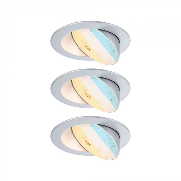 Set 3 spoturi încastrabile Aumus LED, rotunde, 105mm, 90°, 3x5W, 3x700lm, 230V, flux luminos variabil în 3 pași, temperatură de culoare variabilă 2700 - 6500K, crom mat [1]