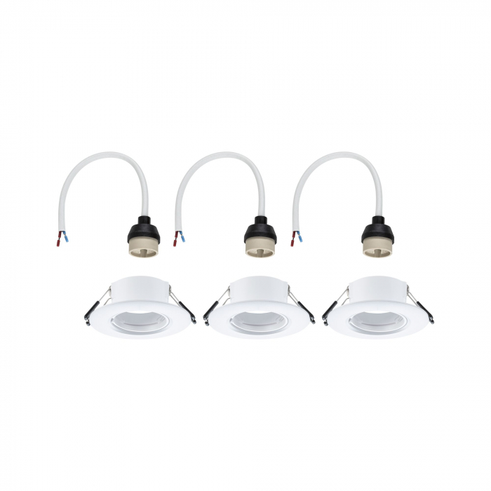 Set 3 spoturi încastrabile, fixe, rotunde, 90mm, GU10, max. 3x10W, 230V, albe [5]