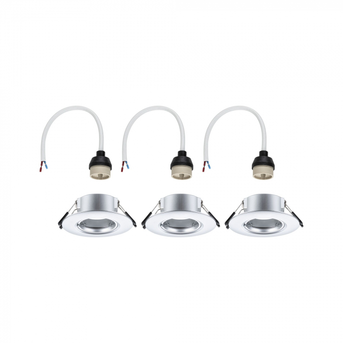 Set 3 spoturi încastrabile, fixe, rotunde, 90mm, GU10, max. 3x10W, 230V, crom mat [5]
