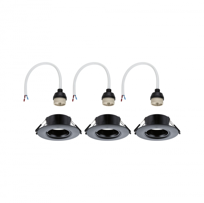 Set 3 spoturi încastrabile, fixe, rotunde, 90mm, GU10, max. 3x10W, 230V, negru mat [5]