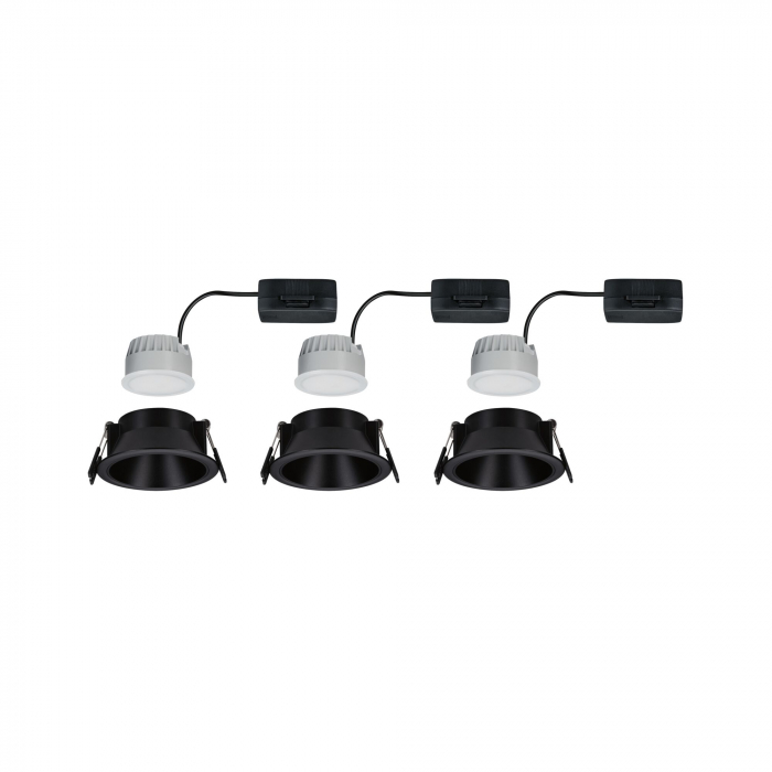 Set 3 spoturi încastrabile LED Cole, IP44, rotunde, Coin 3x6W, 3x470lm, 230V, 2700K, negru, flux luminos variabil în 3 pași [6]