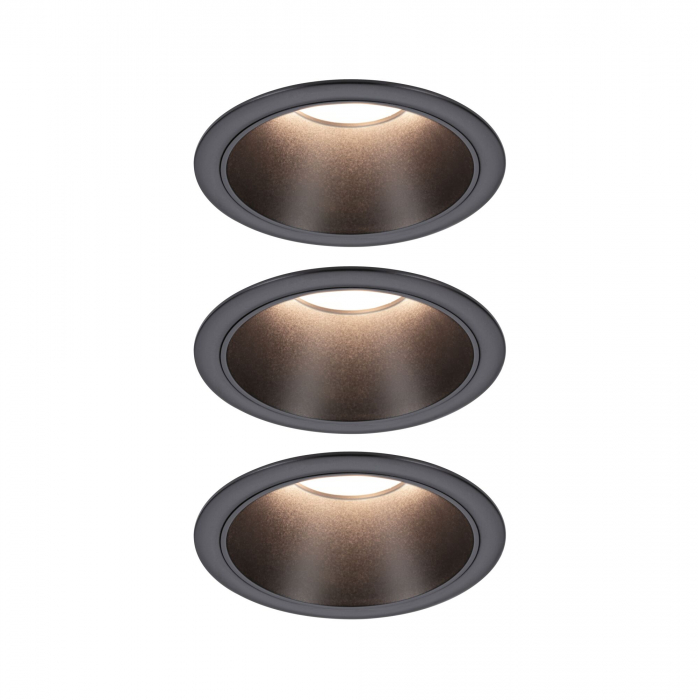 Set 3 spoturi încastrabile LED Cole, IP44, rotunde, Coin 3x6W, 3x470lm, 230V, 2700K, negru, flux luminos variabil în 3 pași [3]