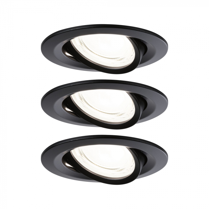 Set 3 spoturi încastrabile LED Nova Coin, rotunde, 84mm, 50°, 3x2,8W, 3x505lm, 230V, 4000K, negru mat [1]