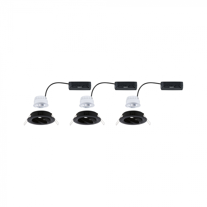 Set 3 spoturi încastrabile LED Nova Coin, rotunde, 84mm, 50°, 3x2,8W, 3x505lm, 230V, 4000K, negru mat [4]