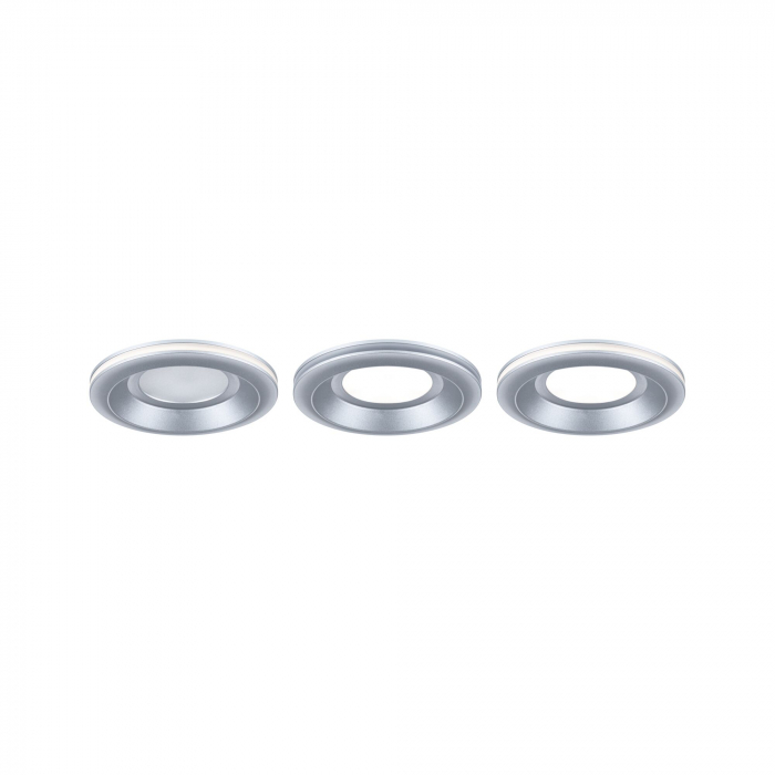 Set 3 spoturi încastrabile LED Sormus, IP65, rotunde, 100mm, 3x4,8 / 1,5W, 560lm / 180lm, 230V,  3000K, crom mat [15]