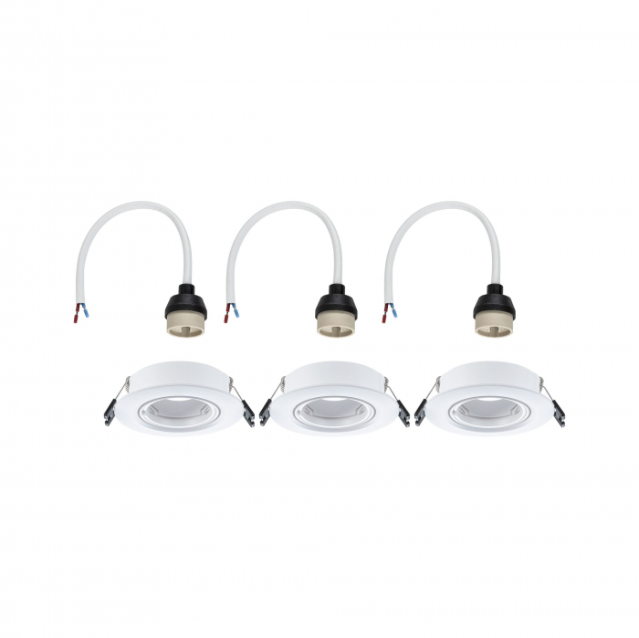 Set 3 spoturi încastrabile, orientabile, rotunde, 90mm, 30°, GU10, max. 3x10W, 230V, albe [5]