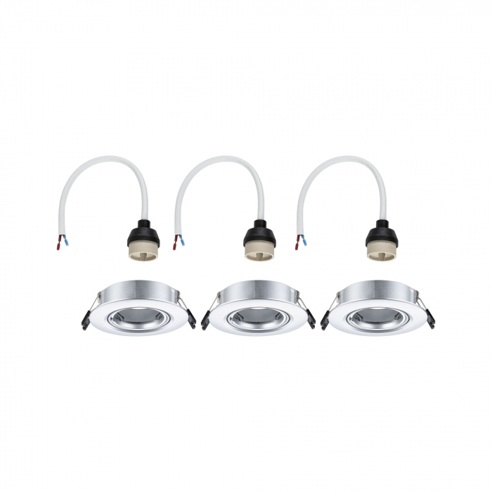 Set 3 spoturi încastrabile, orientabile, rotunde, 90mm, 30°, GU10, max. 3x10W, 230V, crom mat [5]