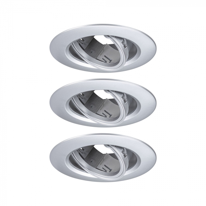 Set 3 spoturi încastrabile, orientabile, rotunde, 90mm, 30°, GU10, max. 3x10W, 230V, crom mat [1]