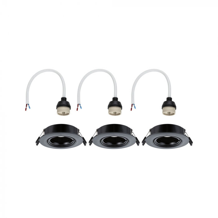 Set 3 spoturi încastrabile, orientabile, rotunde, 90mm, 30°, GU10, max. 3x10W, 230V, negru mat [5]