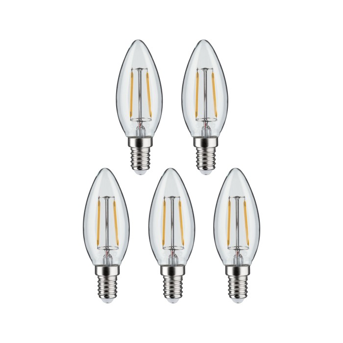 Set 5 becuri lumânare cu filament, 230V, E14, 5x470lm, 5x4,8W, 2700K, clare [2]