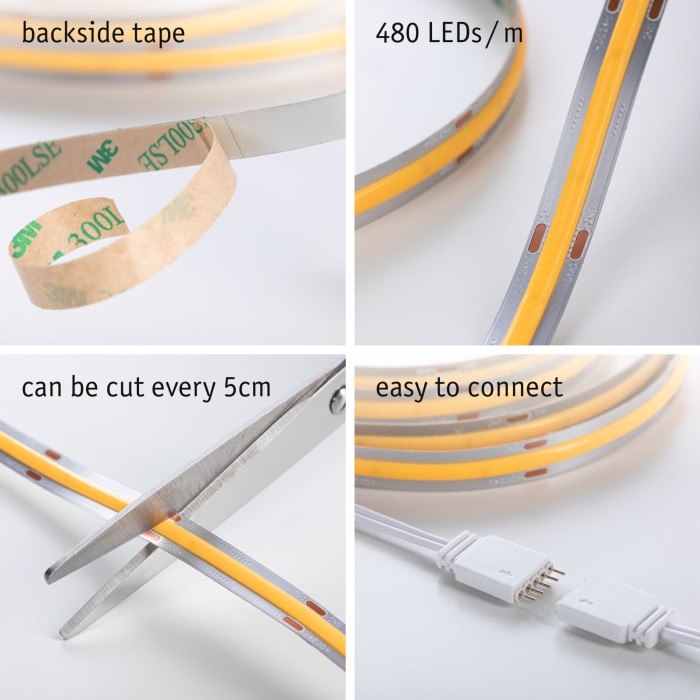 Set bandă MaxLED 500 COB, 3m, 19W, 1500lm, 480LEDs/m, 2700K, 36VA [5]