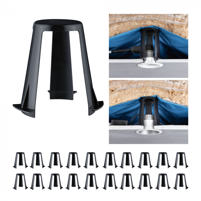 Set de 20 distanțieri pentru spoturi încastrabile, 62-90mm, negru, plastic [2]
