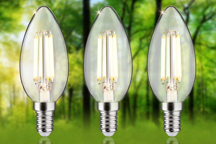 Set de 3 becuri lumănare Eco-Line 230 V cu filament LED, E14, 98mm, 525lm, 2,5W, 3000K, clar [3]
