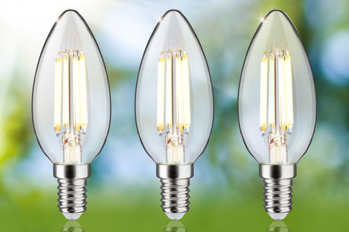 Set de 3 becuri lumănare Eco-Line 230 V cu filament LED, E14, 98mm, 525lm, 2,5W, 3000K, clar [4]